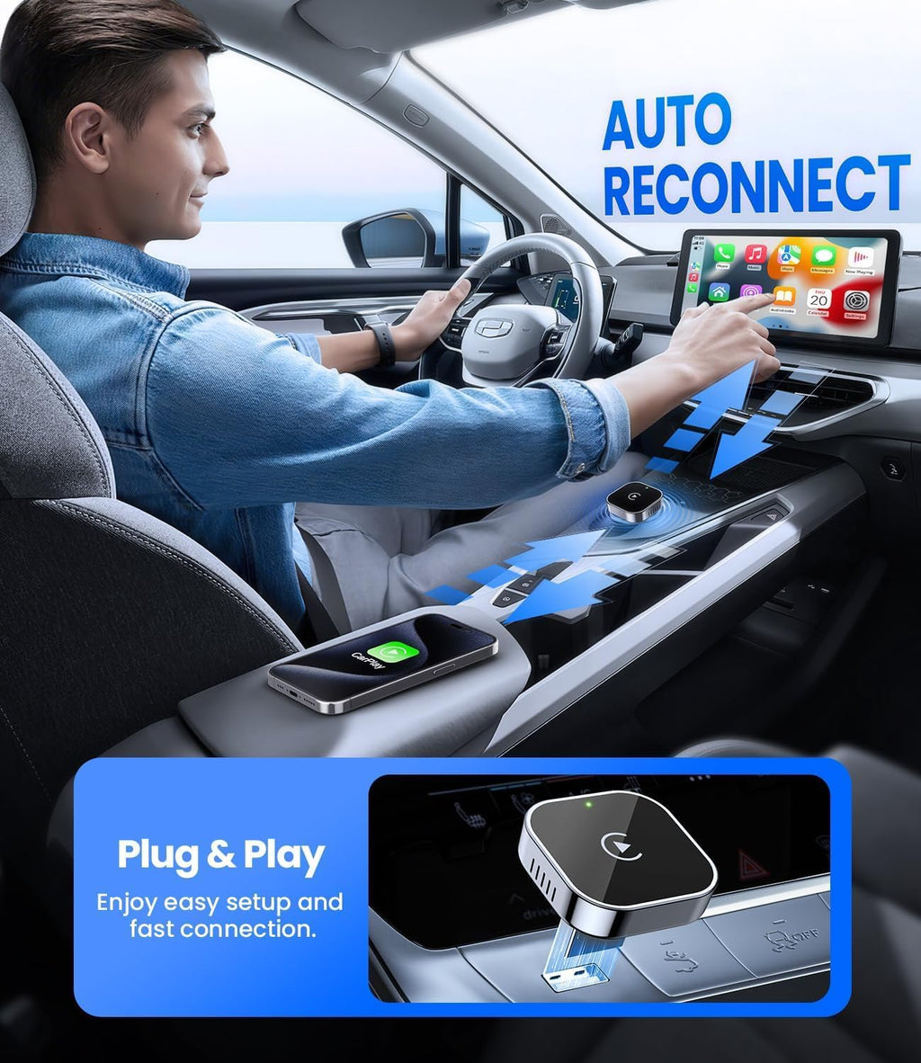 Mini Wireless CarPlay Adapter with Dual-Band Connection and Compact Design