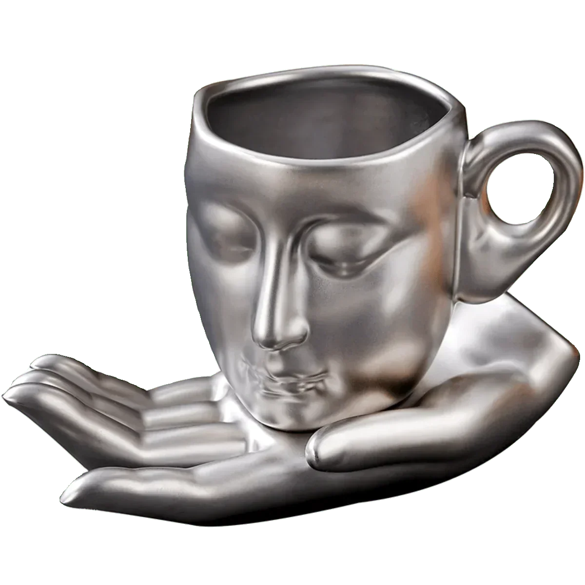 Minimalist Face-Shaped Coffee Cup Set with Tray and Spoon