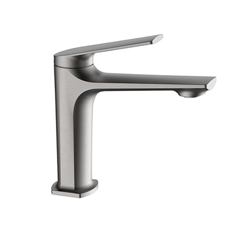 Modern brass lever handle bathroom faucet with low arc spout