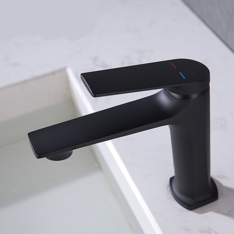 Modern brass lever handle bathroom faucet with low arc spout