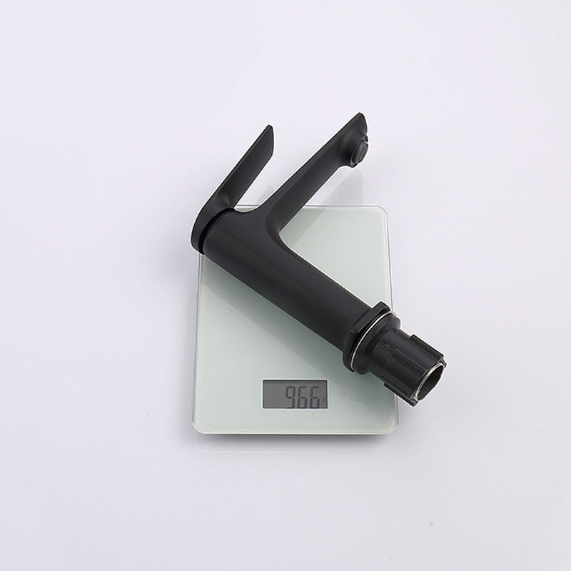 Modern brass lever handle bathroom faucet with low arc spout