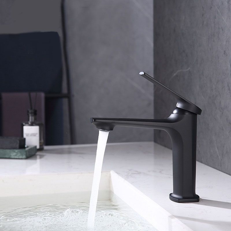Modern brass lever handle bathroom faucet with low arc spout