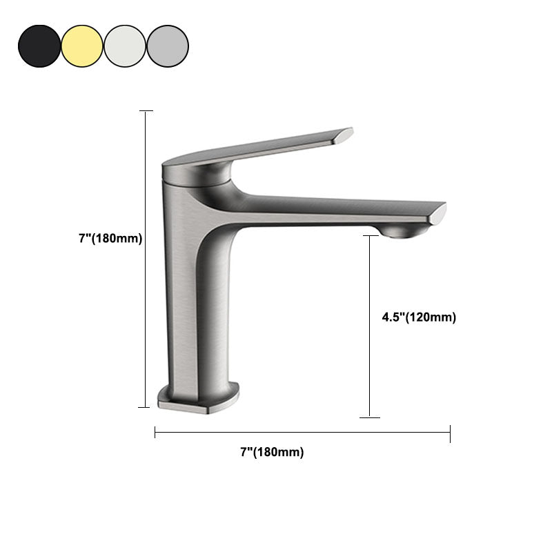 Modern brass lever handle bathroom faucet with low arc spout