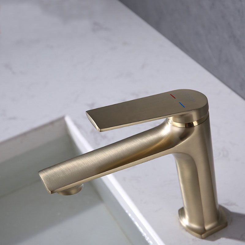 Modern brass lever handle bathroom faucet with low arc spout