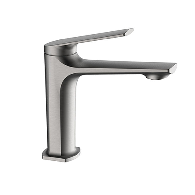Modern brass lever handle bathroom faucet with low arc spout
