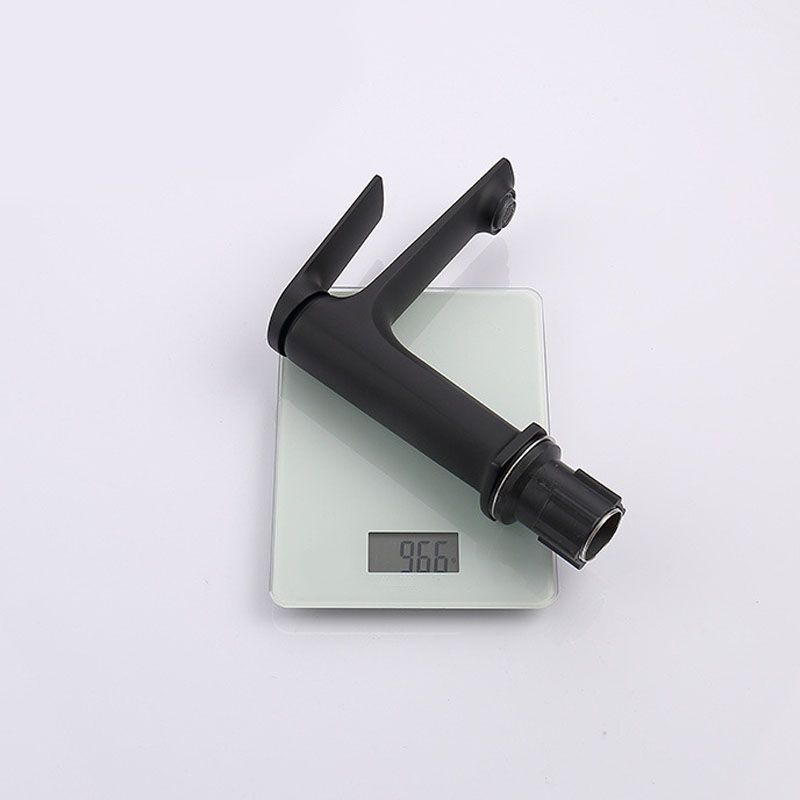 Modern brass lever handle bathroom faucet with low arc spout