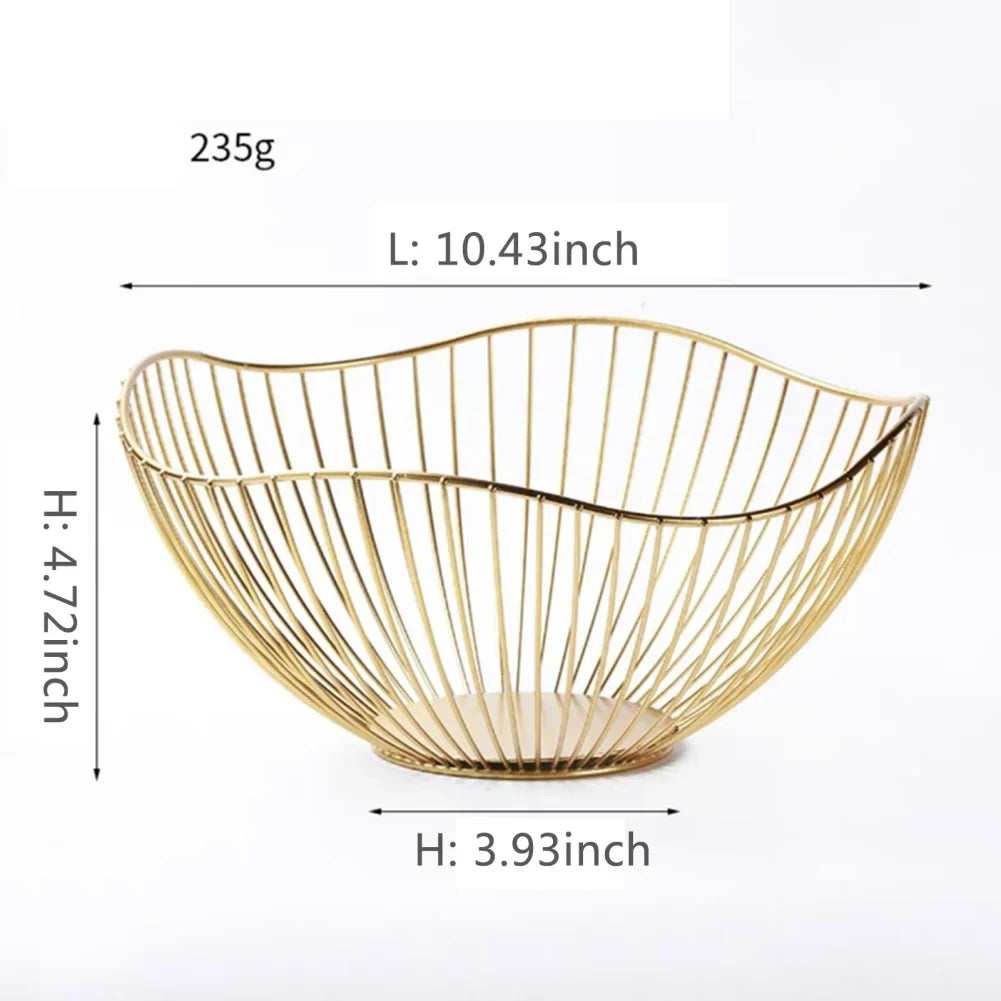 Modern Iron Wire Fruit Basket with Hollow Drain Design