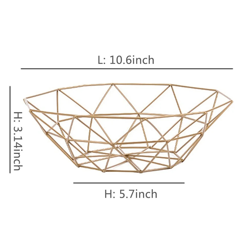 Modern Iron Wire Fruit Basket with Hollow Drain Design