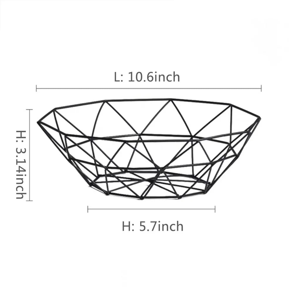 Modern Iron Wire Fruit Basket with Hollow Drain Design