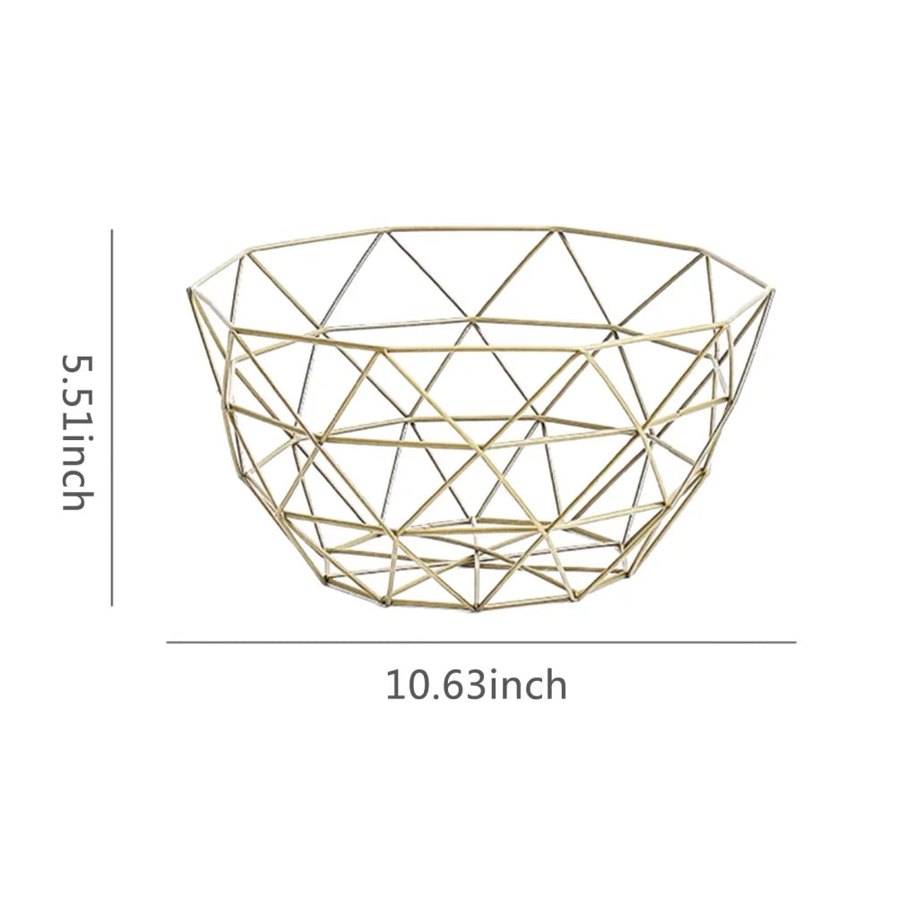 Modern Iron Wire Fruit Basket with Hollow Drain Design