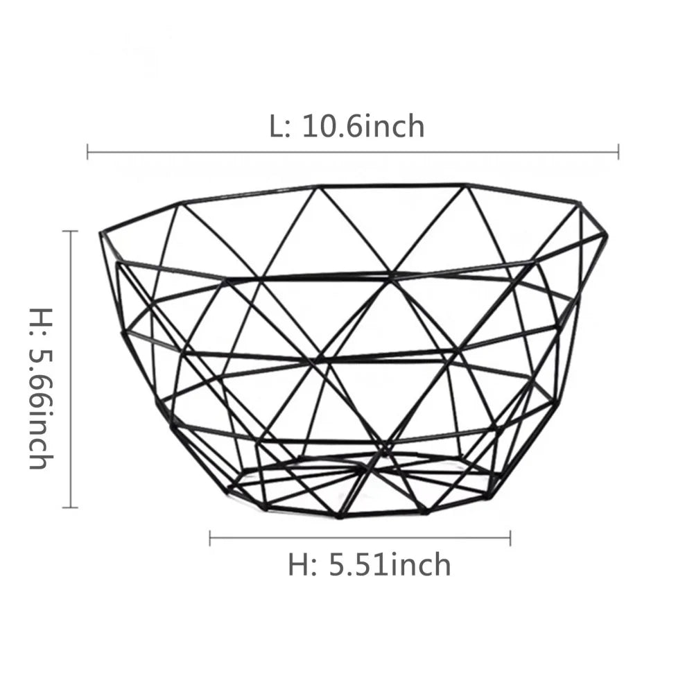 Modern Iron Wire Fruit Basket with Hollow Drain Design