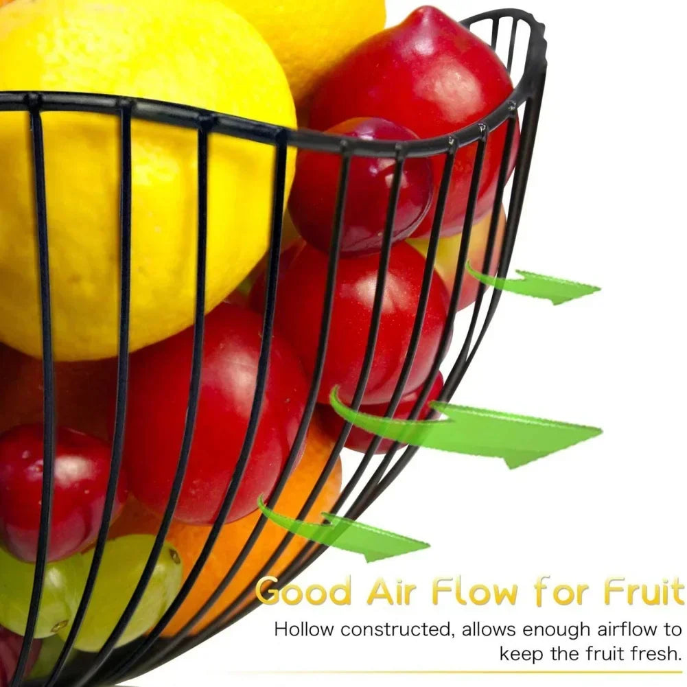 Modern Iron Wire Fruit Basket with Hollow Drain Design