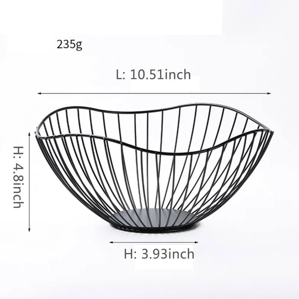 Modern Iron Wire Fruit Basket with Hollow Drain Design