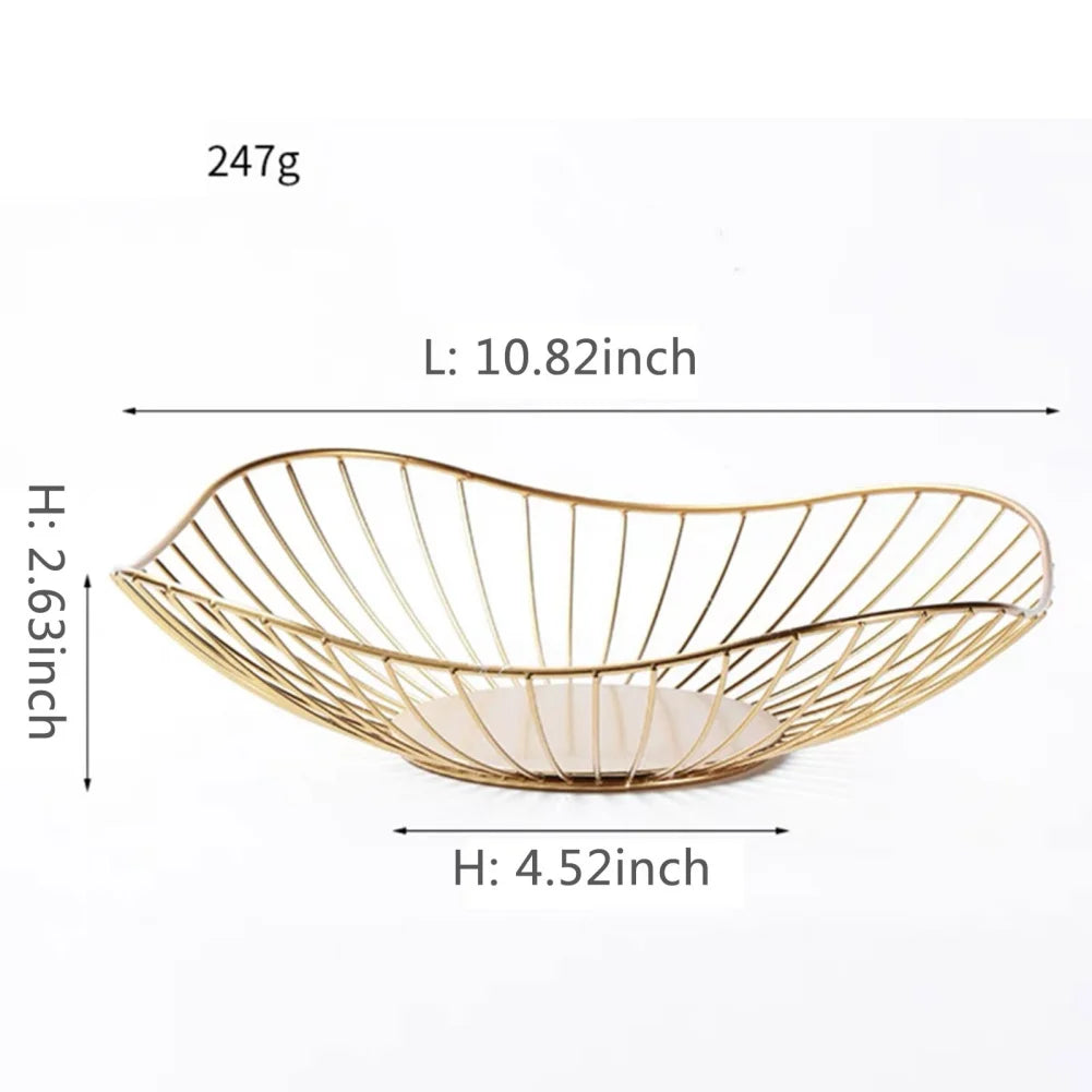 Modern Iron Wire Fruit Basket with Hollow Drain Design