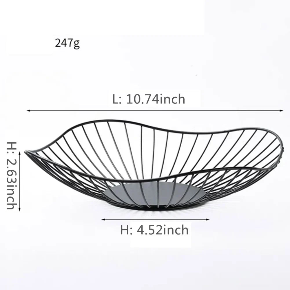 Modern Iron Wire Fruit Basket with Hollow Drain Design