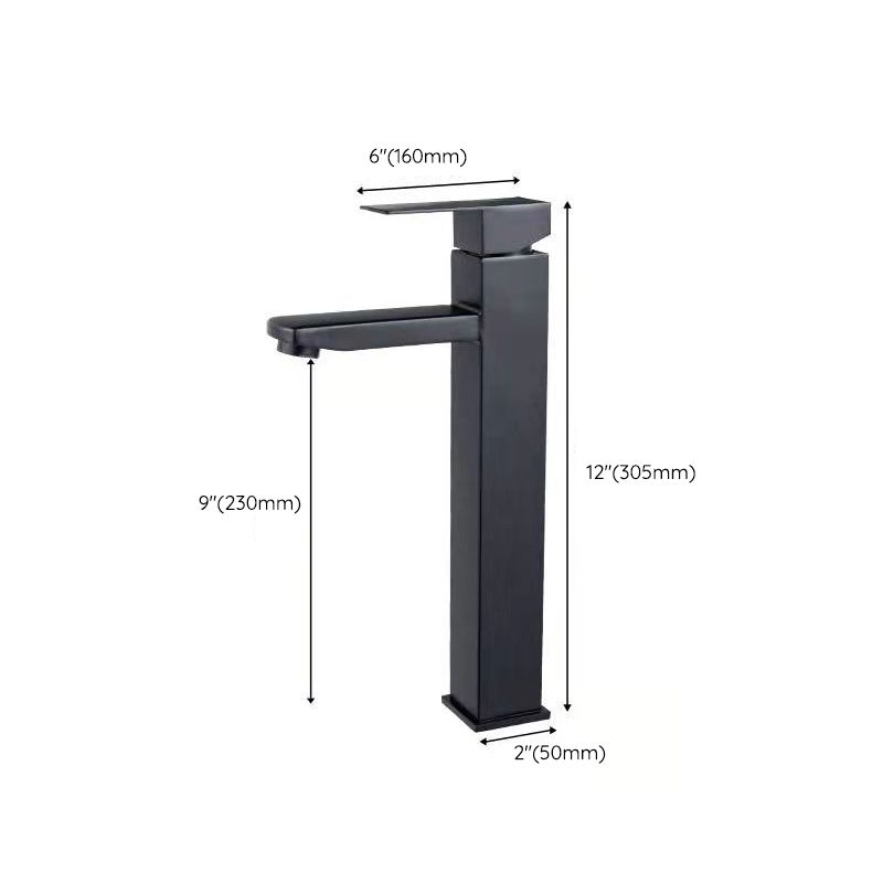 Modern single-handle bathroom sink faucet in black stainless steel