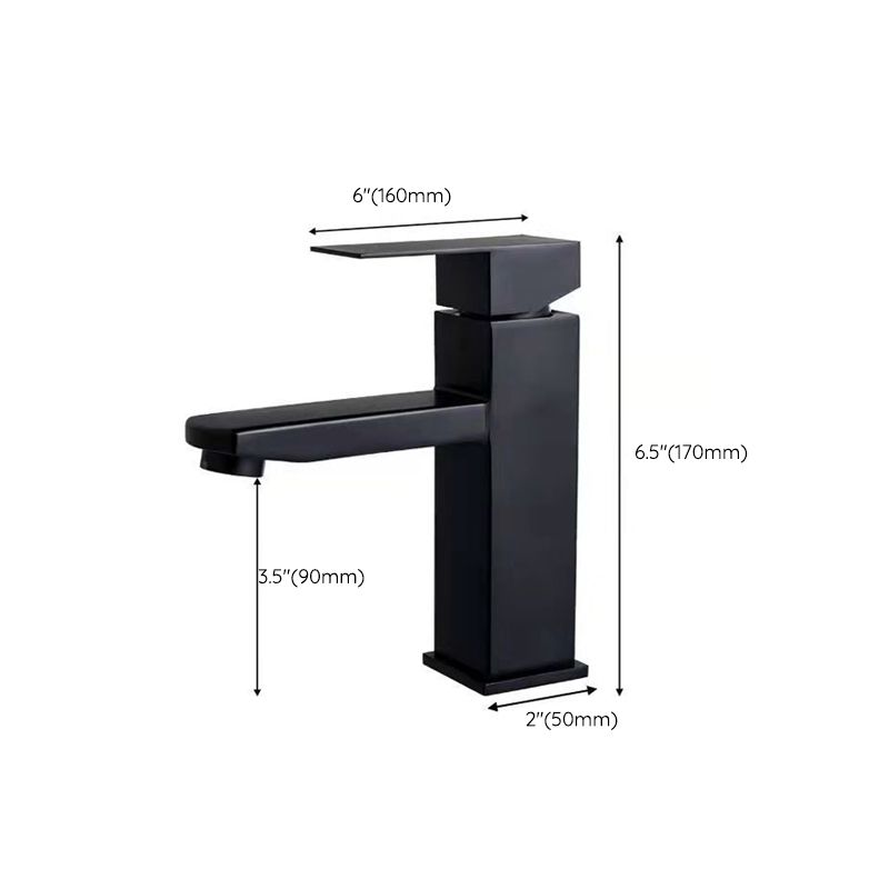 Modern single-handle bathroom sink faucet in black stainless steel