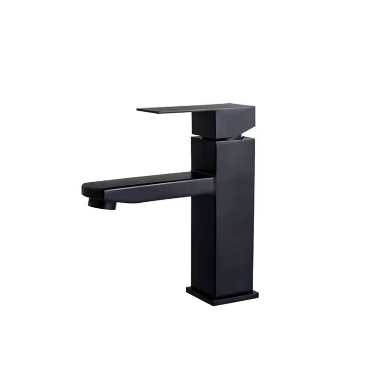 Modern single-handle bathroom sink faucet in black stainless steel