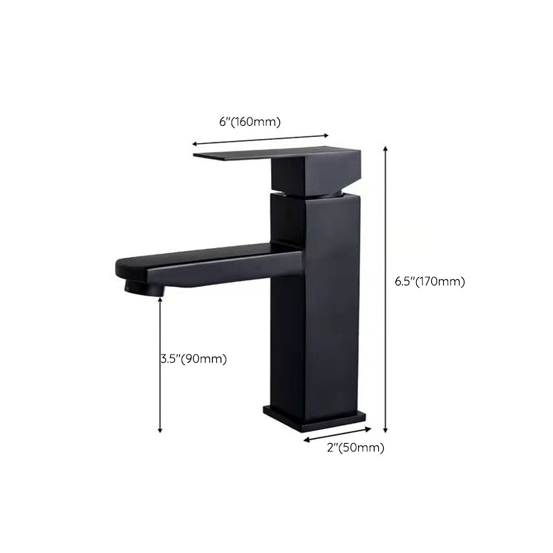 Modern single-handle bathroom sink faucet in black stainless steel