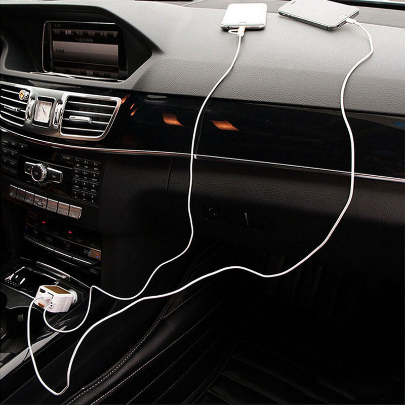 Multi-Device Car Charger with Retractable Charging Cables