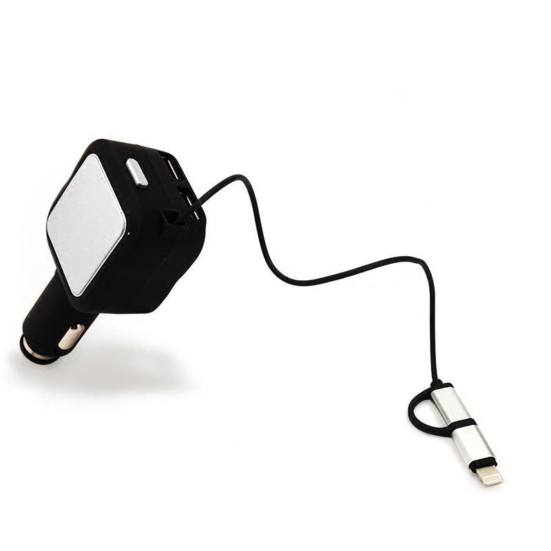 Multi-Device Car Charger with Retractable Charging Cables