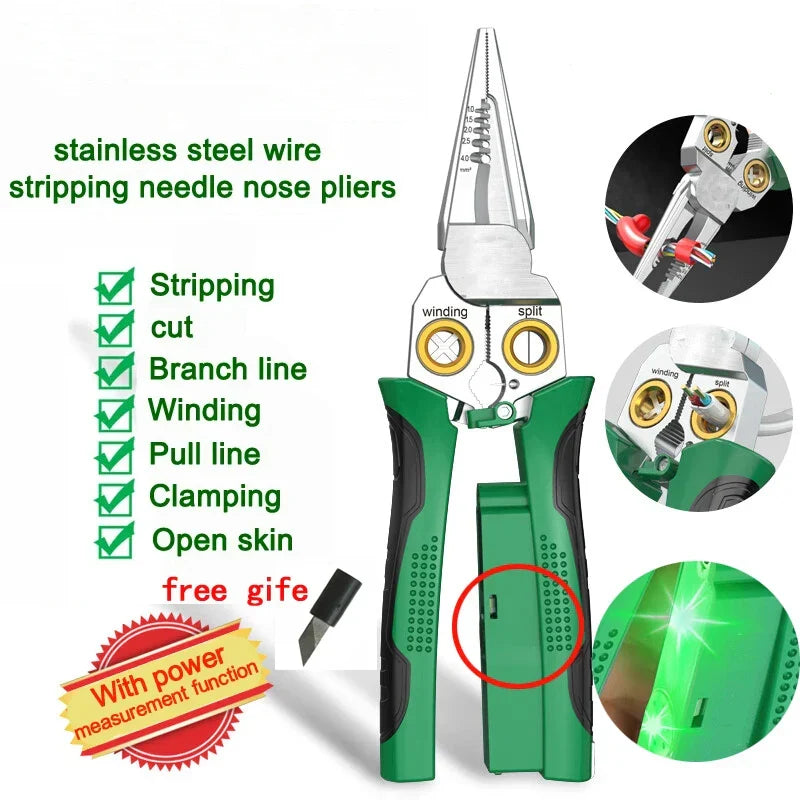 Multi-functional wire stripper with built-in tester