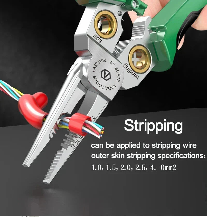 Multi-functional wire stripper with built-in tester
