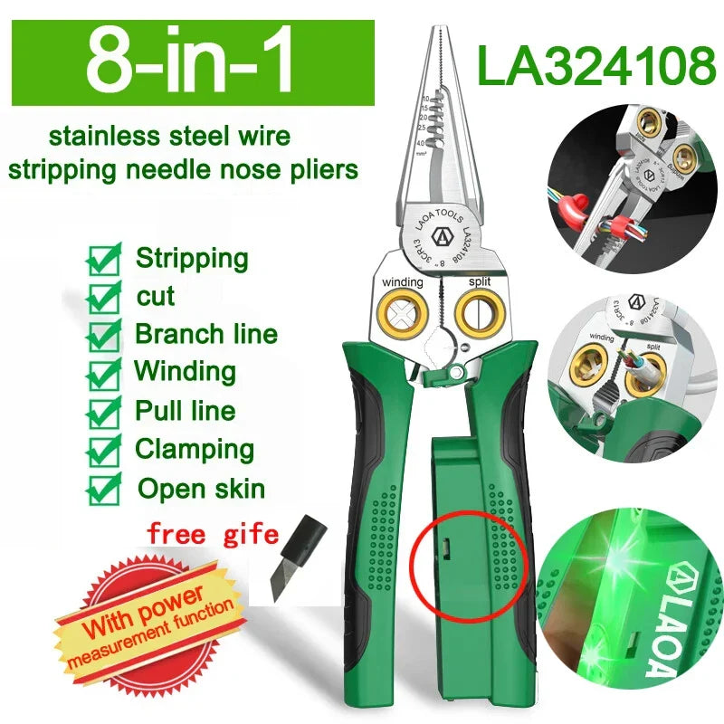 Multi-functional wire stripper with built-in tester
