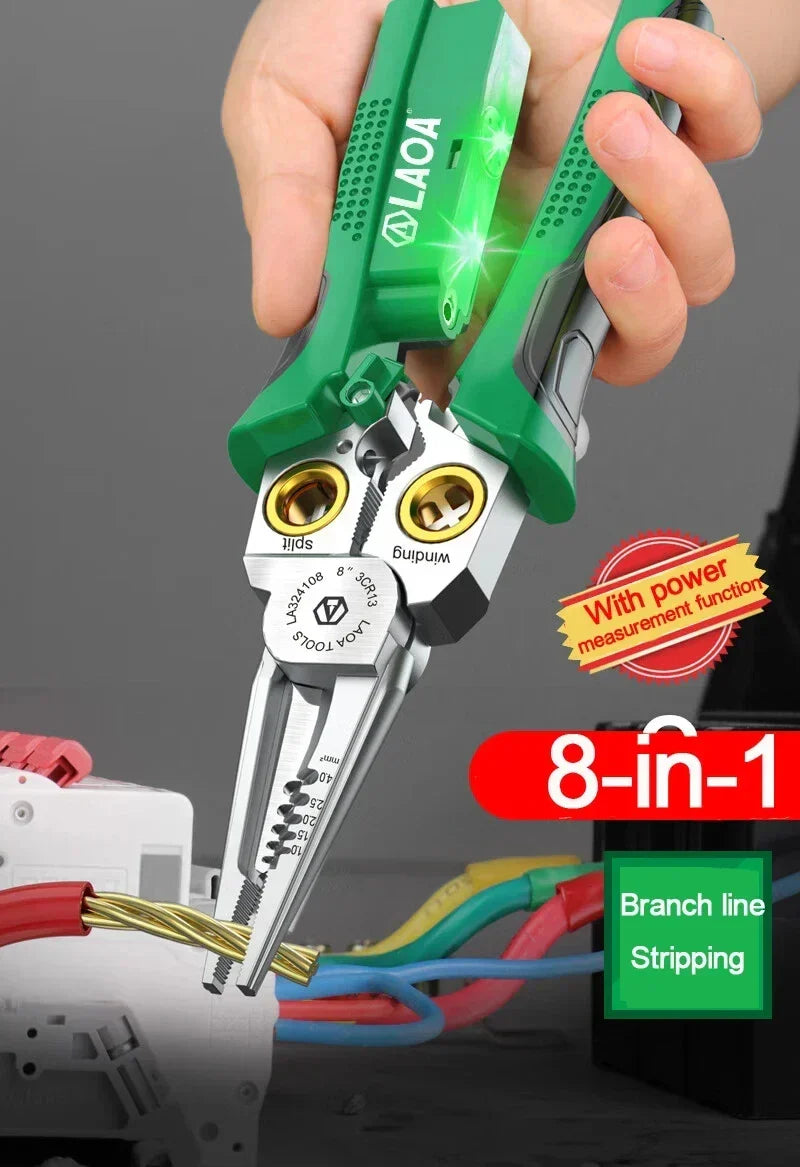 Multi-functional wire stripper with built-in tester