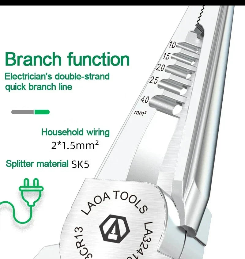 Multi-functional wire stripper with built-in tester