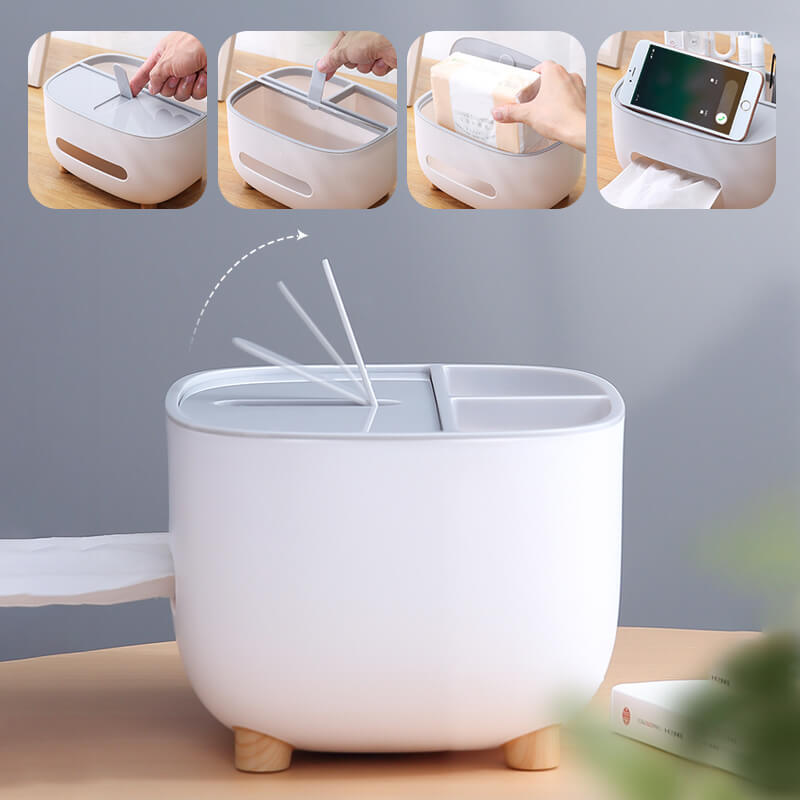 Multifunctional Desktop Tissue Box with Phone Holder