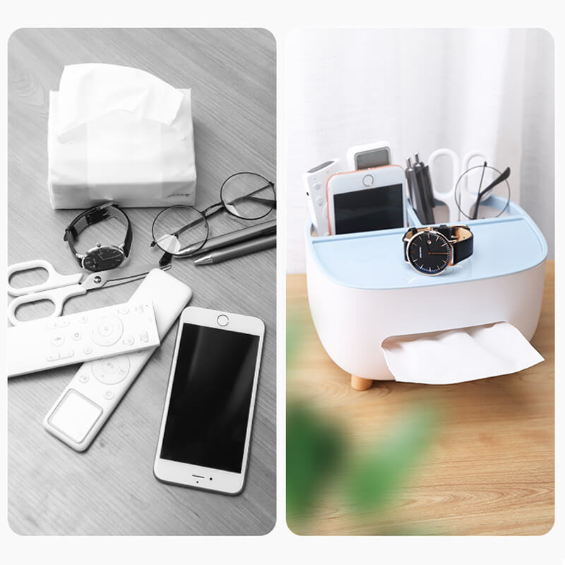 Multifunctional Desktop Tissue Box with Phone Holder