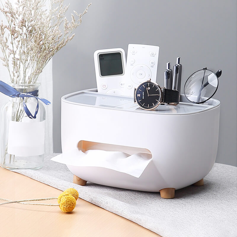 Multifunctional Desktop Tissue Box with Phone Holder