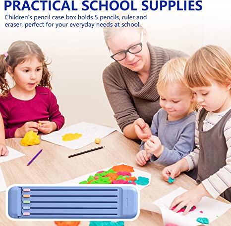 Multifunctional Pencil Case for Kids with 5 Pencils, Eraser and Ruler