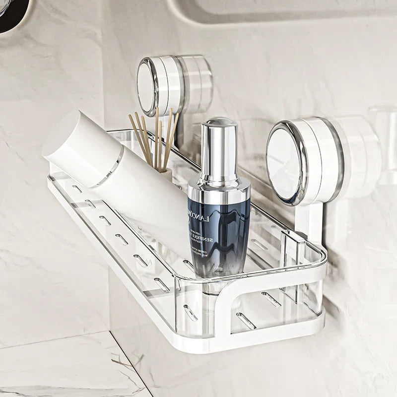 No-Drill Wall Shelf with Suction Cups for Bathroom & Kitchen