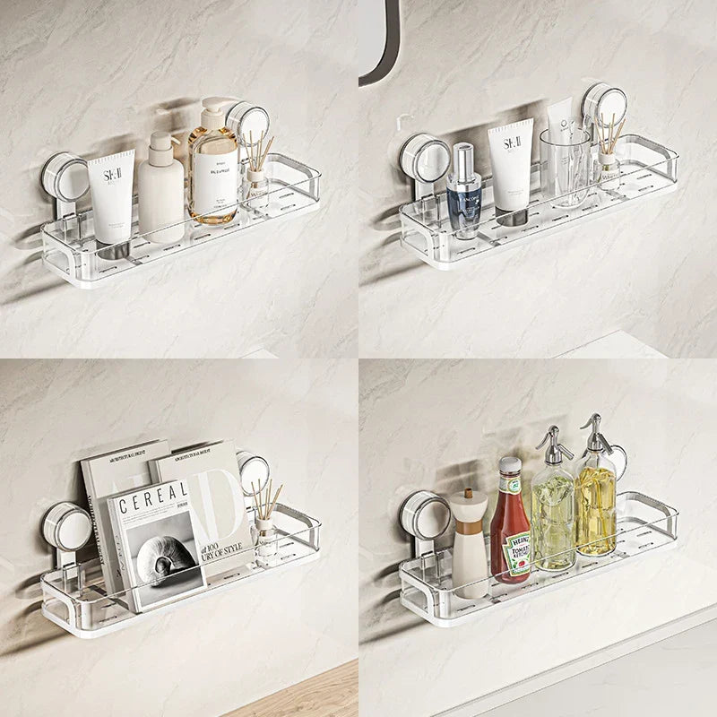 No-Drill Wall Shelf with Suction Cups for Bathroom & Kitchen