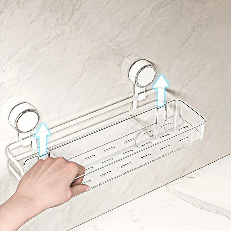 No-Drill Wall Shelf with Suction Cups for Bathroom & Kitchen
