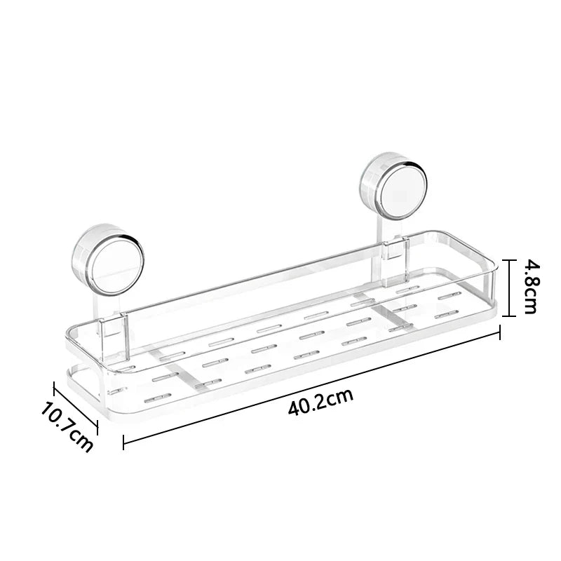 No-Drill Wall Shelf with Suction Cups for Bathroom & Kitchen