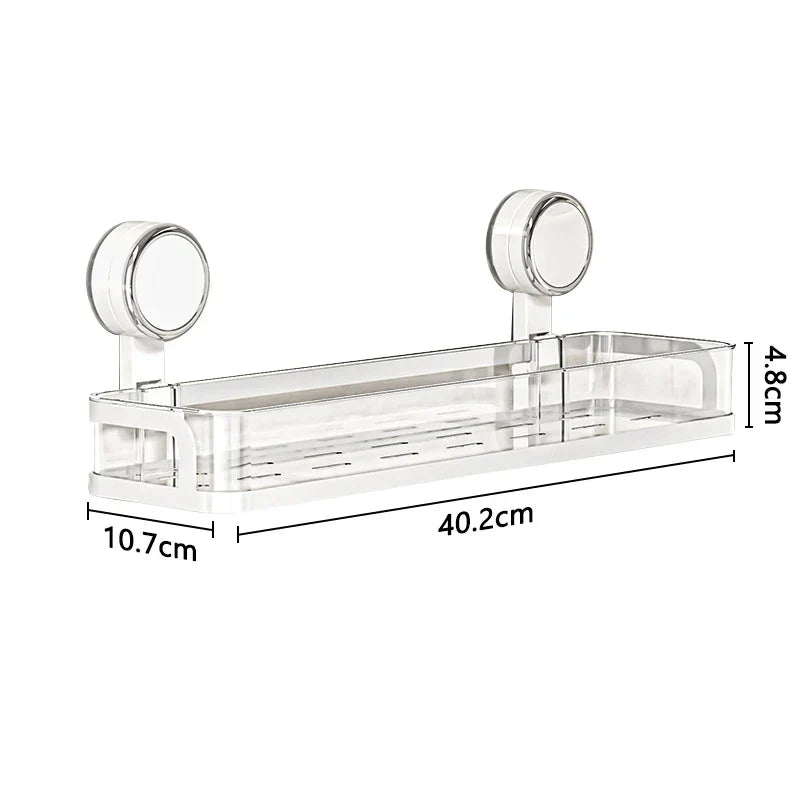No-Drill Wall Shelf with Suction Cups for Bathroom & Kitchen