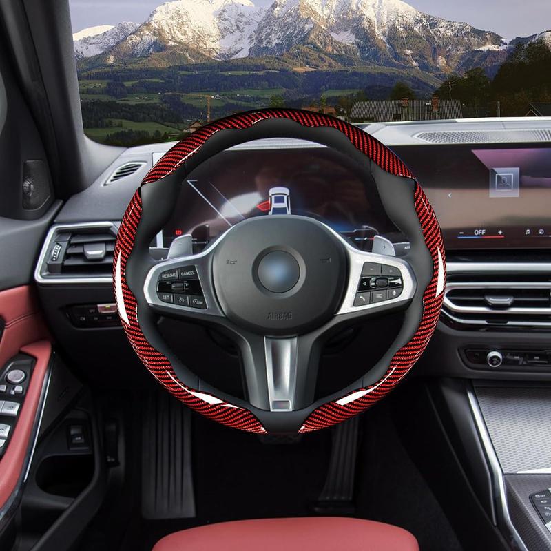 Non-Slip Carbon Fiber Steering Wheel Cover