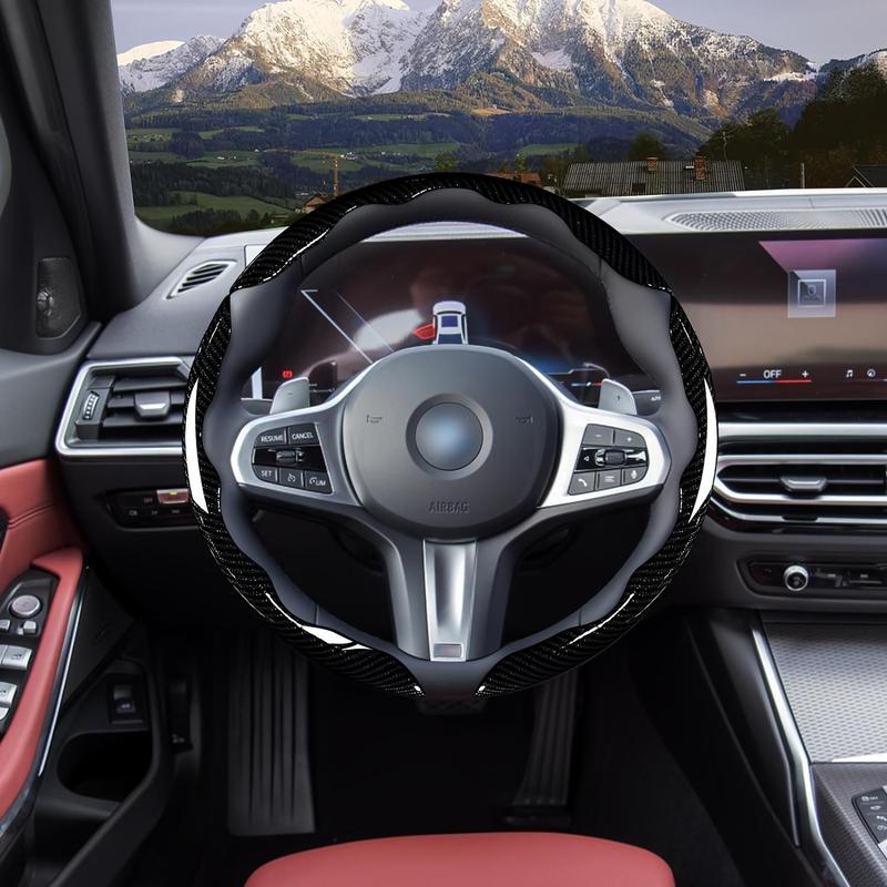 Non-Slip Carbon Fiber Steering Wheel Cover