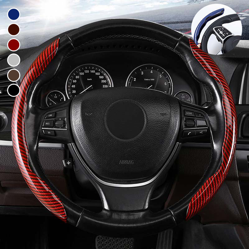 Non-Slip Carbon Fiber Steering Wheel Cover