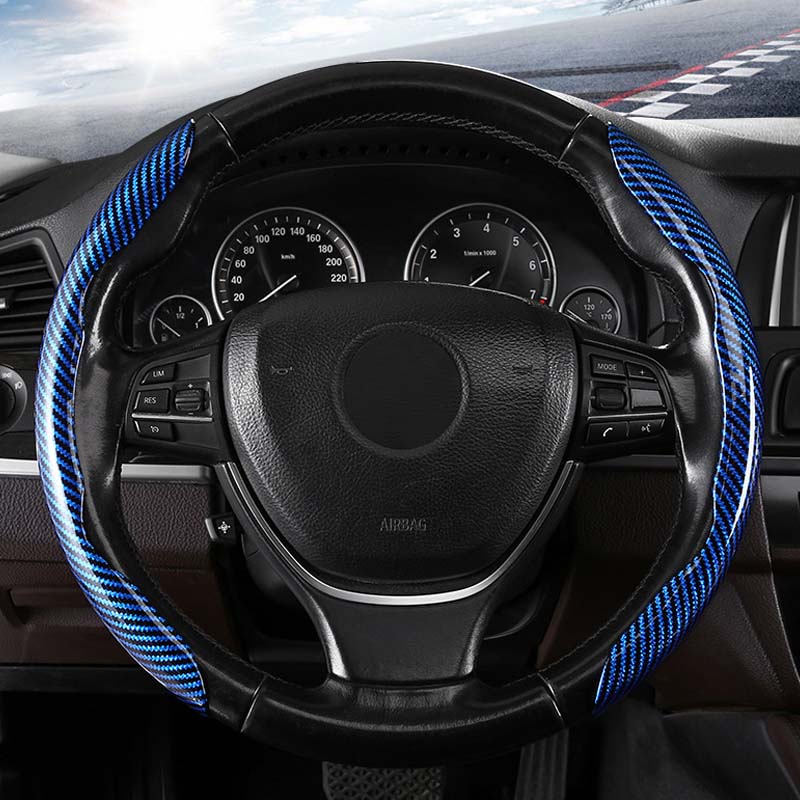 Non-Slip Carbon Fiber Steering Wheel Cover