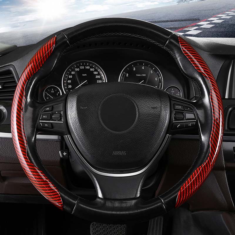 Non-Slip Carbon Fiber Steering Wheel Cover
