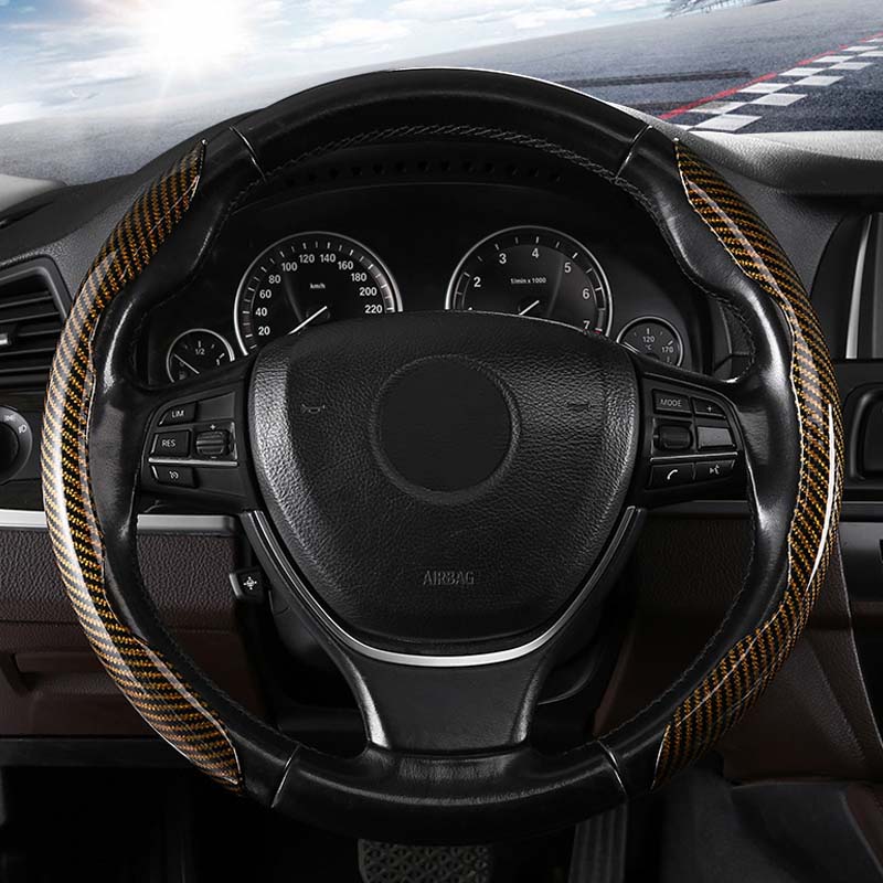 Non-Slip Carbon Fiber Steering Wheel Cover