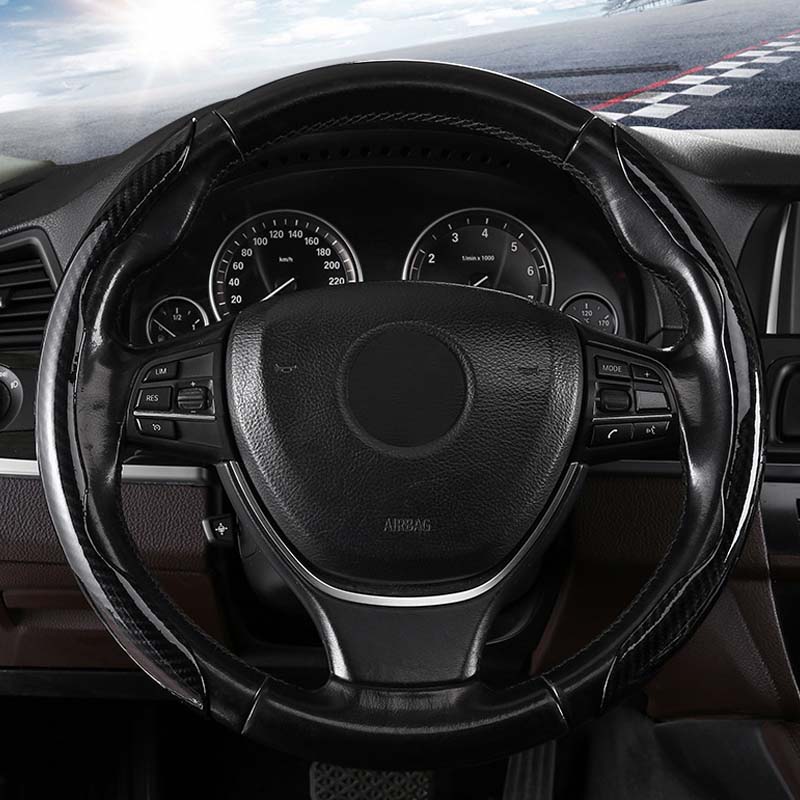 Non-Slip Carbon Fiber Steering Wheel Cover