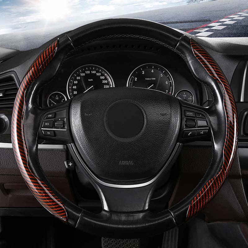 Non-Slip Carbon Fiber Steering Wheel Cover
