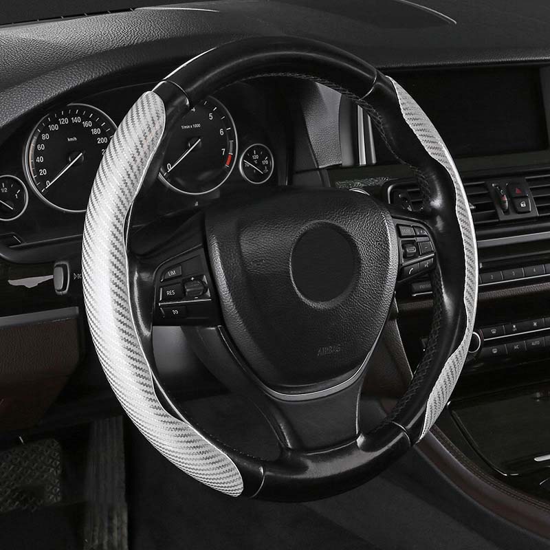 Non-Slip Carbon Fiber Steering Wheel Cover