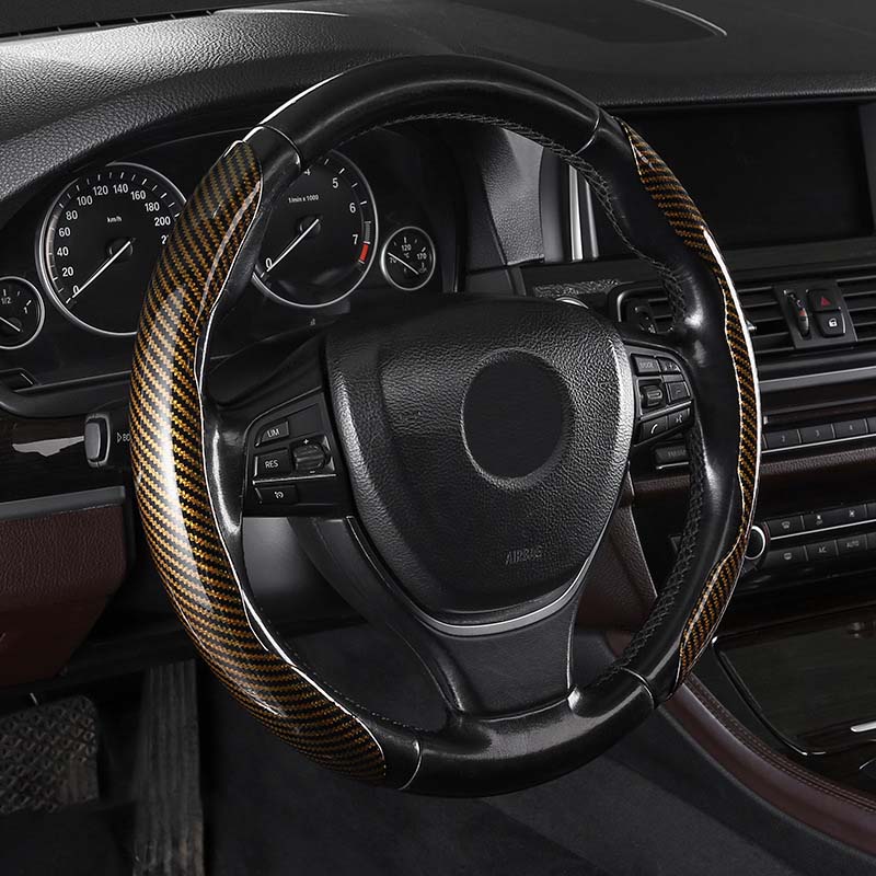 Non-Slip Carbon Fiber Steering Wheel Cover