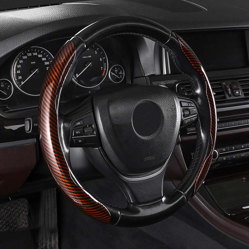 Non-Slip Carbon Fiber Steering Wheel Cover